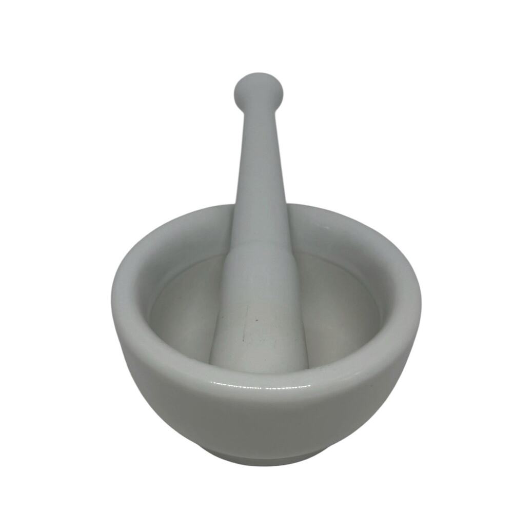 White Porcelain Mortar & Pestle Set, 5oz - Unglazed Grinding Surface Unbranded - Picture 6 of 16